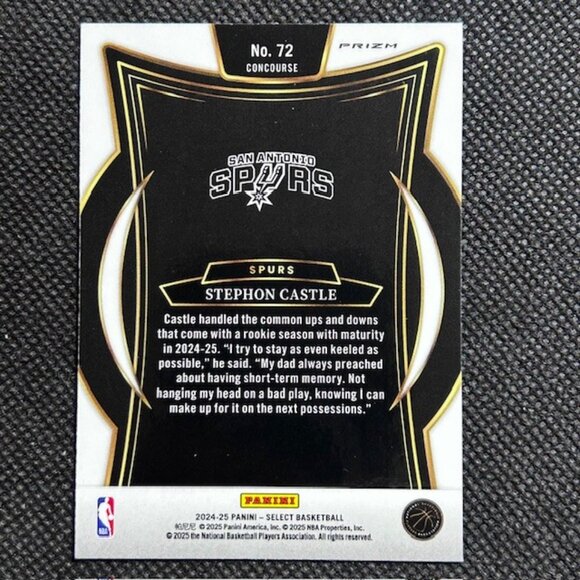 2024-25 Panini Select Stephon Castle #72 Blue Cracked Ice Prizm (RC) Rookie - Picture 2 of 2